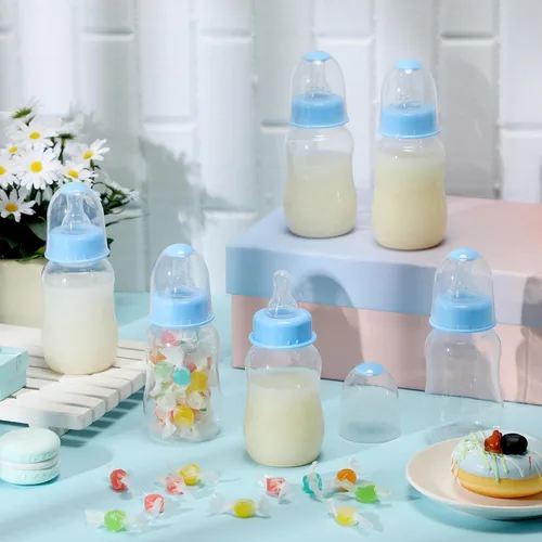 Miniatura 6 de SiliFine Juego de 48 botellas de regalo para baby shower, juego de bebida, mini botellas de regalo para revelación de género, suministros de fiesta
