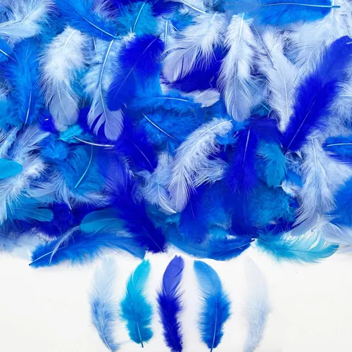 500 plumas pequeñas para manualidades, color azul, varios colores, a granel, plumas de gallo de 3 a 5 pulgadas, para decoración de botellas de