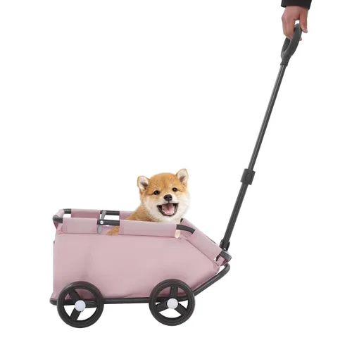 Miniatura 11 de Cochecito para perros, carrito plegable portátil para perros con 4 ruedas, cochecito para mascotas para perros pequeños, gatos de hasta 16.53