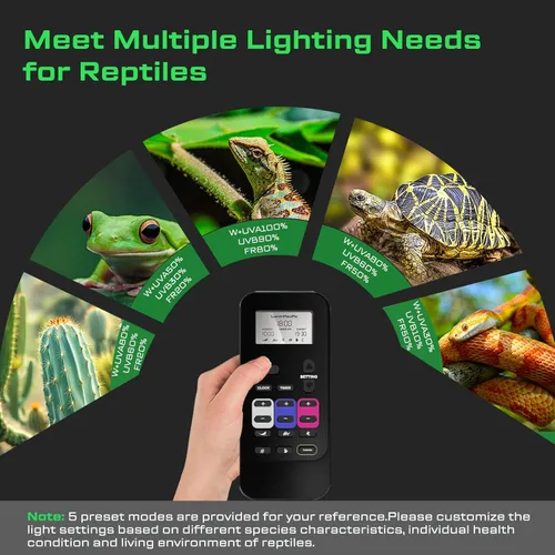 Miniatura 4 de Luz LED para reptiles con control remoto, lámpara UVA UVB FR para reptiles de selva tropical y desierto, zonas Ferguson 1-4, temporizador, regulable
