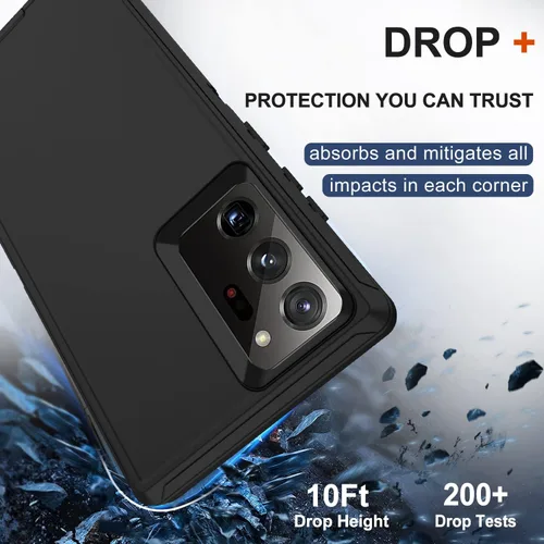 Miniatura 4 de Funda para Galaxy Note 20 Ultra con clip para cinturón, 2 protectores de pantalla, grado militar, cuerpo completo, resistente, a prueba de golpes