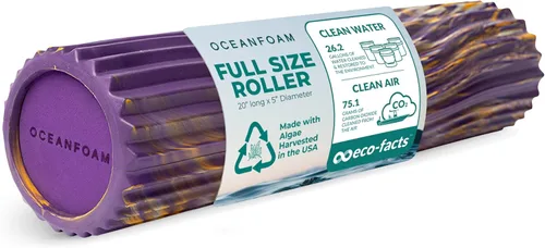Miniatura 35 de Oceanfoam Tidal Roller - Azul Marino Oscuro - Rodillo de espuma para masaje muscular para dolor de espalda y estiramiento - Textura de onda ancha