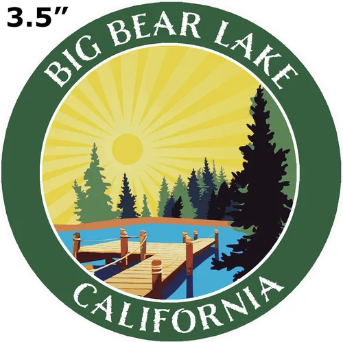 Miniatura 2 de Lake Dock – Big Bear Lake – California 3.5 pulgadas ventana coche camión calcomanía vacaciones aventura tema novedad apliques Verde Oscuro