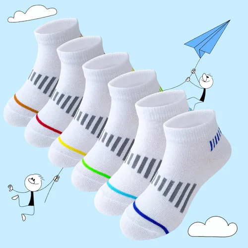 Miniatura 5 de 12 pares de calcetines de algodón atléticos para niños, calcetines de algodón medio acolchados de corte bajo