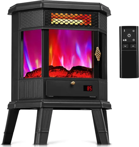 RealSmart Calentador eléctrico de chimenea de 22 pulgadas, estufa de chimenea independiente de cuarzo infrarrojo para uso en interiores con control