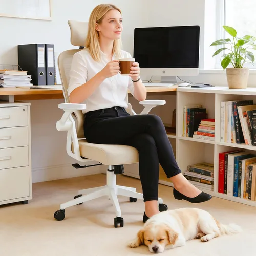 Miniatura 9 de Silla de oficina ergonómica, sillas de escritorio cómodas de 350 libras con reposacabezas ajustable y soporte de espalda lumbar, sillas
