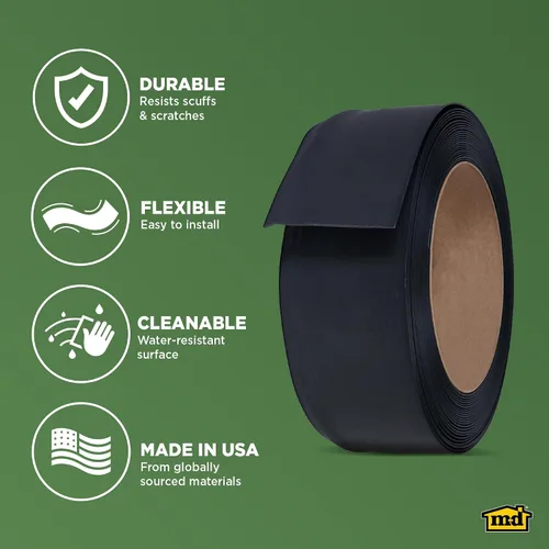 Miniatura 4 de M-D Building Products Base de pared de vinilo con parte trasera seca de 4 pulgadas x 60 pies, ribete de vinilo flexible con parte trasera seca