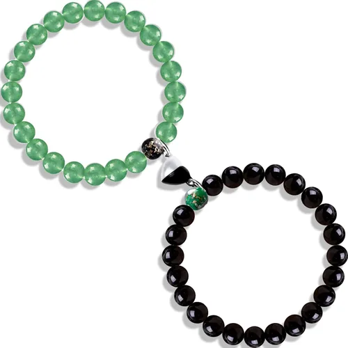 Nifsun Juego de pulseras de cristal a juego para parejas, tobilleras de obsidiana, cuarzo rosa, jade, chakras, piedra natal, pulseras para mujeres y