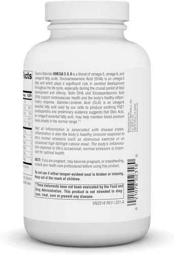 Miniatura 3 de Source Naturals Omega 3-6-9, Complejo de ácidos grasos esenciales para la salud cardíaca y cerebral* - 120 cápsulas blandas