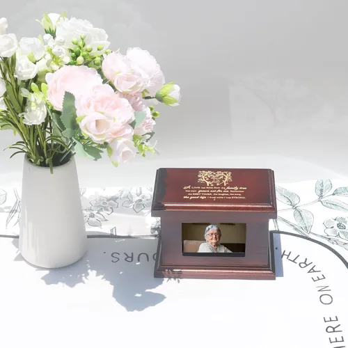 Miniatura 6 de Urnas Pequeñas de Madera de 5.5 Pulgadas para Cenizas, Urnas Memoriales Funerarias con Marco para Fotos, Urnas Pequeñas de Recuerdo, Cajas y Ataúdes