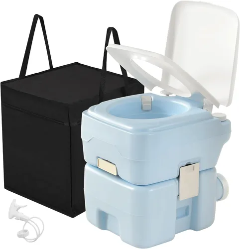 Miniatura 14 de YITAHOME Inodoro portátil para acampar con cuenco ampliado diagonal, rociador de mano y bomba de descarga de presión, 5.28 pulgadas de ahorro