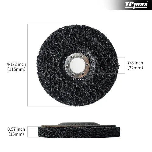 Miniatura 2 de TPmax Rueda eliminadora de óxido de discos de 4-1/2 pulgadas x 7/8 pulgadas, rueda de tira de polietileno para quitar pintura y oxidación, disco