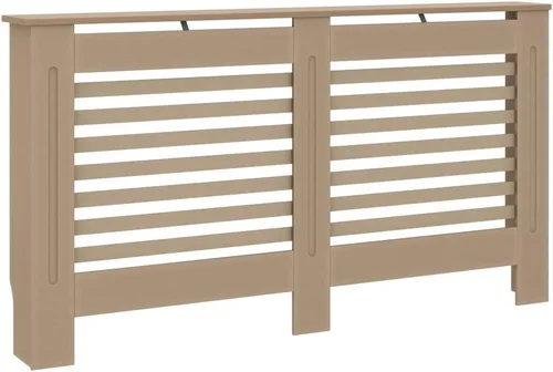 Miniatura 31 de vidaXL Cubierta del radiador, gabinete de cubierta de calentador de diseño de listones con estante de almacenamiento superior, ocultar tubos Marrón