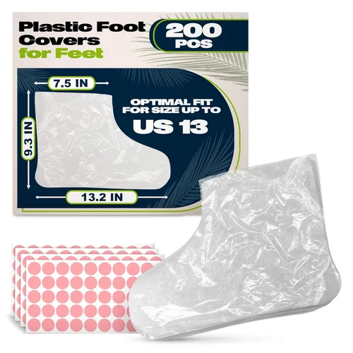 Miniatura 12 de 200 piezas de guantes para pies para hidratación – Cubiertas de pie de plástico a prueba de fugas para pies, diseño antideslizante acanalado con 200