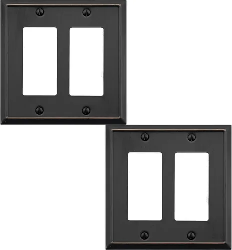Miniatura 13 de OKAWYC Cubierta de Interruptor de Luz de Palanca Individual Aria Placa de Pared Metálica, Paquete de 4 Bronce Envejecido 1 Gang, Cubierta