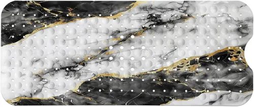 Miniatura 7 de Blcak - Tapete antideslizante para bañera de mármol dorado y blanco, tapete de baño antideslizante para ducha, tapete de ducha grande lavable