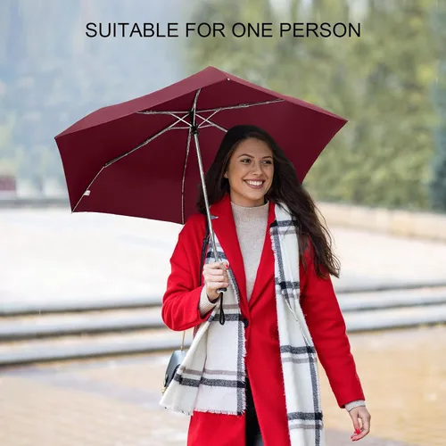 Miniatura 90 de LEAGERA Paraguas de viaje compacto para bolso, mango plano, impermeable para lluvia ligera