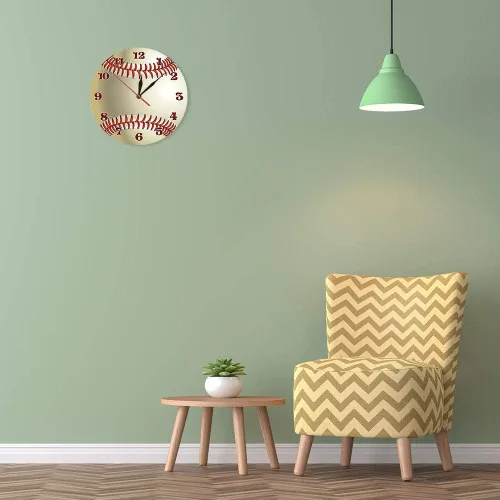 Miniatura 7 de The Geeky Days Reloj de pared con diseño de béisbol, decoración de pared para sala de deportes, personaliza tu nombre, reloj de cuarzo silencioso