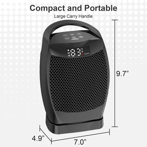 Miniatura 7 de Calentadores eléctricos portátiles para uso en interiores – JNDRO 1500W PTC Calentador de espacio de cerámica con termostato y control remoto