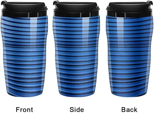 Miniatura 4 de Blue Corrugated Wall Art Coffee Cup Hot Coffee Travel Mug Reusable Iced Coffee Cups Double Heat Insulation Coffee Mug with Leak-Proof Lid Stylish