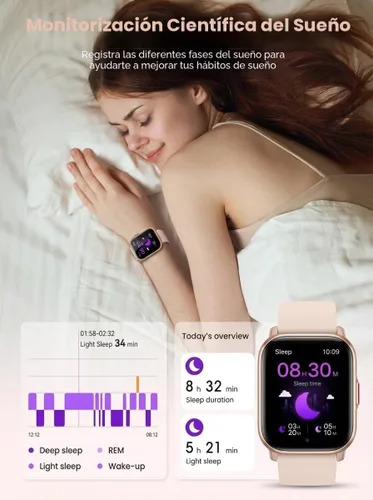 Miniatura 4 de SKG - Reloj inteligente para mujeres y hombres, Android iPhone, con Alexa incorporado y llamada Bluetooth (respuesta/hacer llamada) rastreador