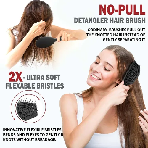Miniatura 3 de Fiora Naturals Cepillo desenredante para el cabello para mujer, cepillo desenredante con cerdas suaves flexibles, se desliza suavemente a través
