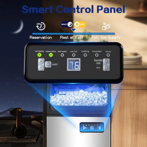 Miniatura 4 de Amzgachfktch Máquina de hielo comercial, 110 libras/24 horas, máquina de hielo para debajo del mostrador con 2 entradas de agua, máquina de hielo
