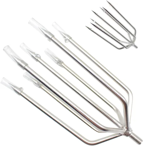 Miniatura 13 de Arpón de pesca, de acero inoxidable, lanza de púas de aleación de aluminio, con tornillo de 0.315 in para pesca al aire libre, aterrizaje de rana