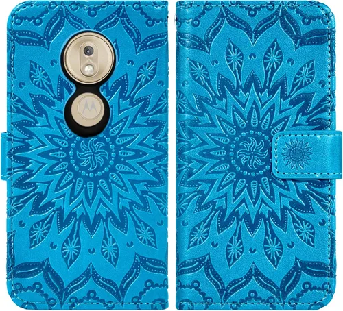 Miniatura 5 de Funda de teléfono para Motorola Moto G7 Play/MotoG7 Optimo XT1952DL/Tmobile Revvlry Wallet con protector de pantalla de vidrio templado Funda