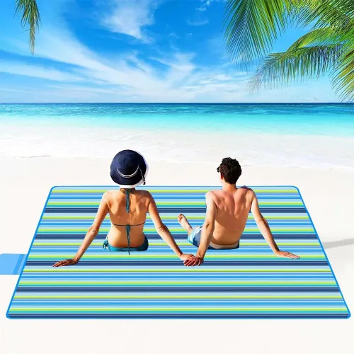 Miniatura 2 de Lchkrep Manta de Picnic Mantas de Playa 80"x60" Grande A Prueba de Arena Impermeable Camping Portátil Manta de Viaje Tapete de Juego para Exterior