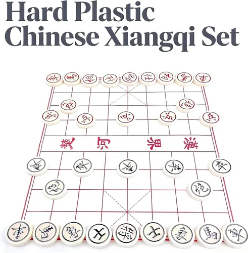 Miniatura 5 de MAGIKON Ajedrez chino, Xiangqi de plástico duro con caja de plástico, diámetro de 1-1/5 pulgadas