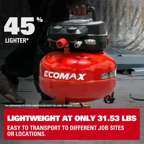 Miniatura 5 de Compresor de aire, compresor de aire panqueque de 6 galones con manguera de aire de 25 pies, presión máxima de 175 PSI/1.5 HP, compresor
