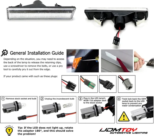 Miniatura 6 de iJDMTOY Luces indicadoras de intermitencia intermitentes con luz intermitente secuencial LED ámbar para lente semirransparente compatibles con BMW