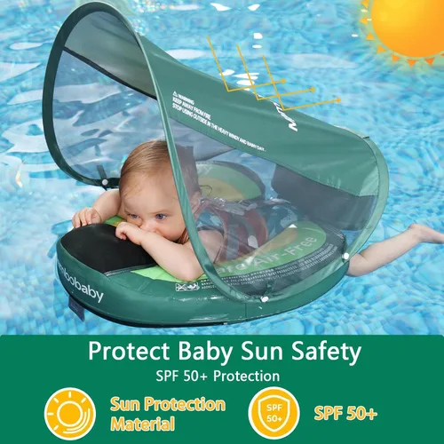 Miniatura 5 de Flotador Mambobaby actualizado 2026, flotadores para bebé con toldo para bebés de 3 a 24 meses, flotadores de piscina no inflables con correa