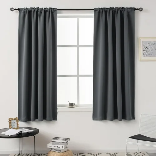 Miniatura 17 de DUALIFE Cortinas opacas de 45 pulgadas de largo, 2 paneles para ventanas pequeñas de dormitorio, aislamiento térmico, bolsillo para barra, cortinas