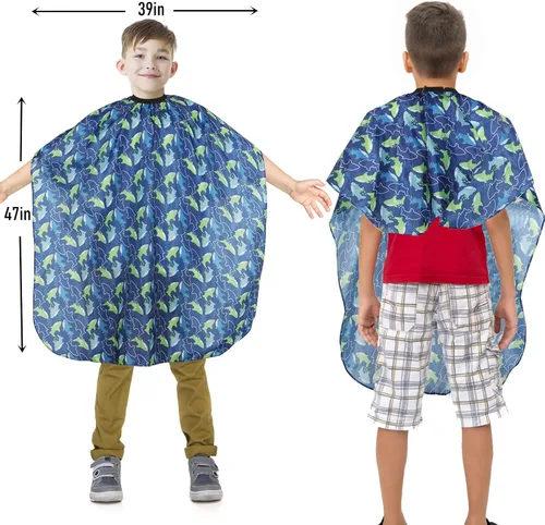 Miniatura 2 de Capa de peluquería para niños con cepillo para el cuello, capa profesional de corte de pelo con cierre a presión ajustable