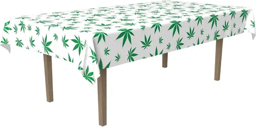 Miniatura 2 de Beistle Mantel de hojas de helecho tropical, 54 x 108 pulgadas, blanco/verde