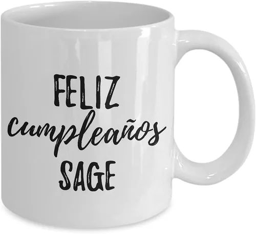 Miniatura 2 de Feliz Cumpleanos Sage Mug Spanish Happy Birthday Personalized Name Gift Coffee Tea Cup 11 oz