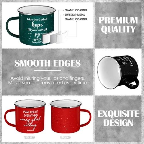 Miniatura 3 de Mifoci Tazas de café esmaltadas cristianas para el Día de la Madre, tazas de café inspiradoras con asa, versículo de la Biblia, tazas de campamento