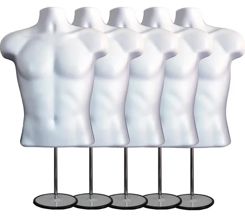 Miniatura 14 de Maniquí masculino de torso con soporte de metal, parte trasera hueca, cuerpo apilable, forma de vestido para exhibición de camisetas, mostrador