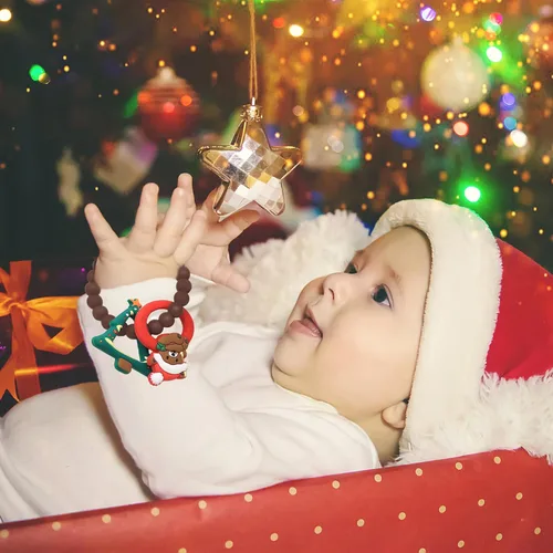 Miniatura 8 de Mordedor de silicona para bebé, árbol de Navidad y oso, anillo de dentición, juguetes de dentición para niños pequeños, regalos de Navidad o relleno