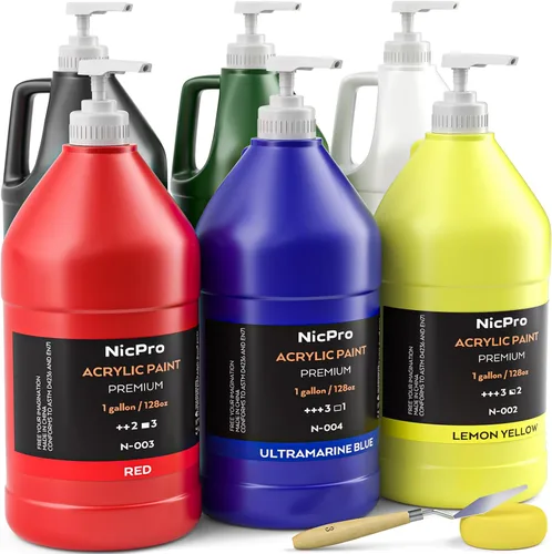 Miniatura 7 de Nicpro Juego de pintura acrílica de 14 colores (10 onzas/10.1 fl oz), kits de pinturas acrílicas grandes a granel con pigmentos ricos para artistas