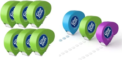 Glue Dots Dot N' Go - Paquete dispensador con puntos adhesivos extraíbles y permanentes de doble cara para manualidades