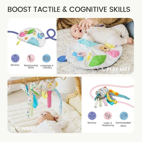 Miniatura 3 de Tiny Land Conjunto de Juguetes Montessori para Bebé 0-3 Meses Kit de Juego Sensorial para Desarrollo de Recién Nacido - Espejo 5 en 1, Conjunto