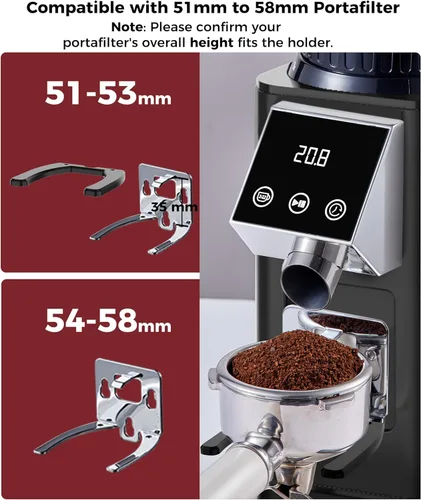 Miniatura 4 de Tuni G1 Molinillo de Café de Fresas Cónicas, 48 Configuraciones de Molienda, Molino de Fresas Antiestático, Temporizador Electrónico de Precisión