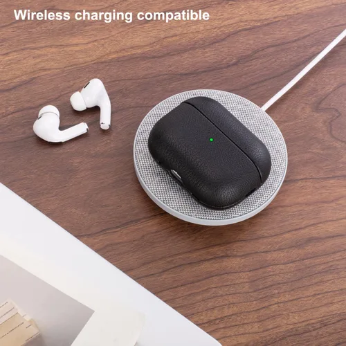 Miniatura 6 de Lopie Funda de piel para AirPods Pro de 2ª generación, azul cian, funda protectora totalmente envuelta con piel de cordero, protección de 360