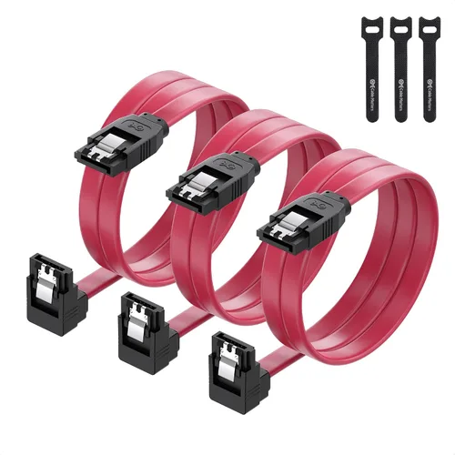 Miniatura 9 de Cable Matters Paquete de 3 cables SATA SATA de 90 grados – 18 pulgadas, SATA III 6Gbps de ángulo recto para SSD, HDD, unidades de CD/DVD, disco
