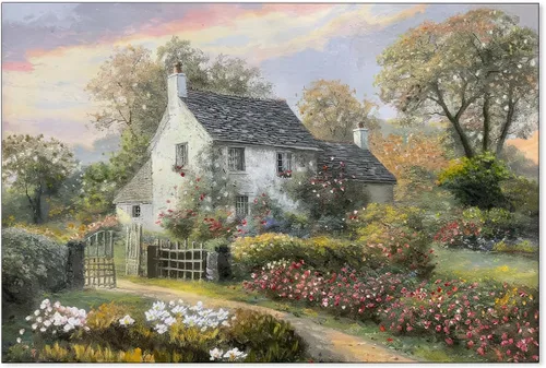 Miniatura 8 de Arte de pared de paisaje con flores silvestres y naturaleza, póster floral botánico retro, pinturas de plantas de cabaña, impresiones en lienzo