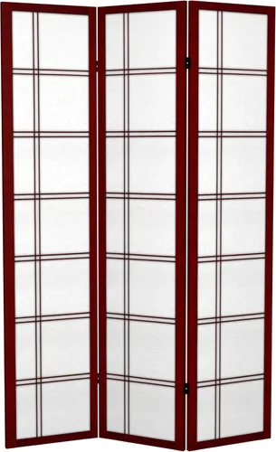 Miniatura 6 de Oriental Furniture - Divisor doble de lona con cruz de 6 pies de alto, palisandro, 6 paneles Rosewood