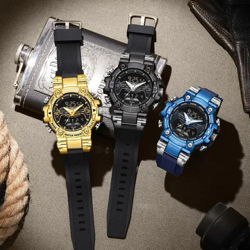 Miniatura 4 de findtime Relojes de diseñador genial para hombre, color azul, gran cara, relojes para hombres, electrónico único, deportivo, militar, audaz